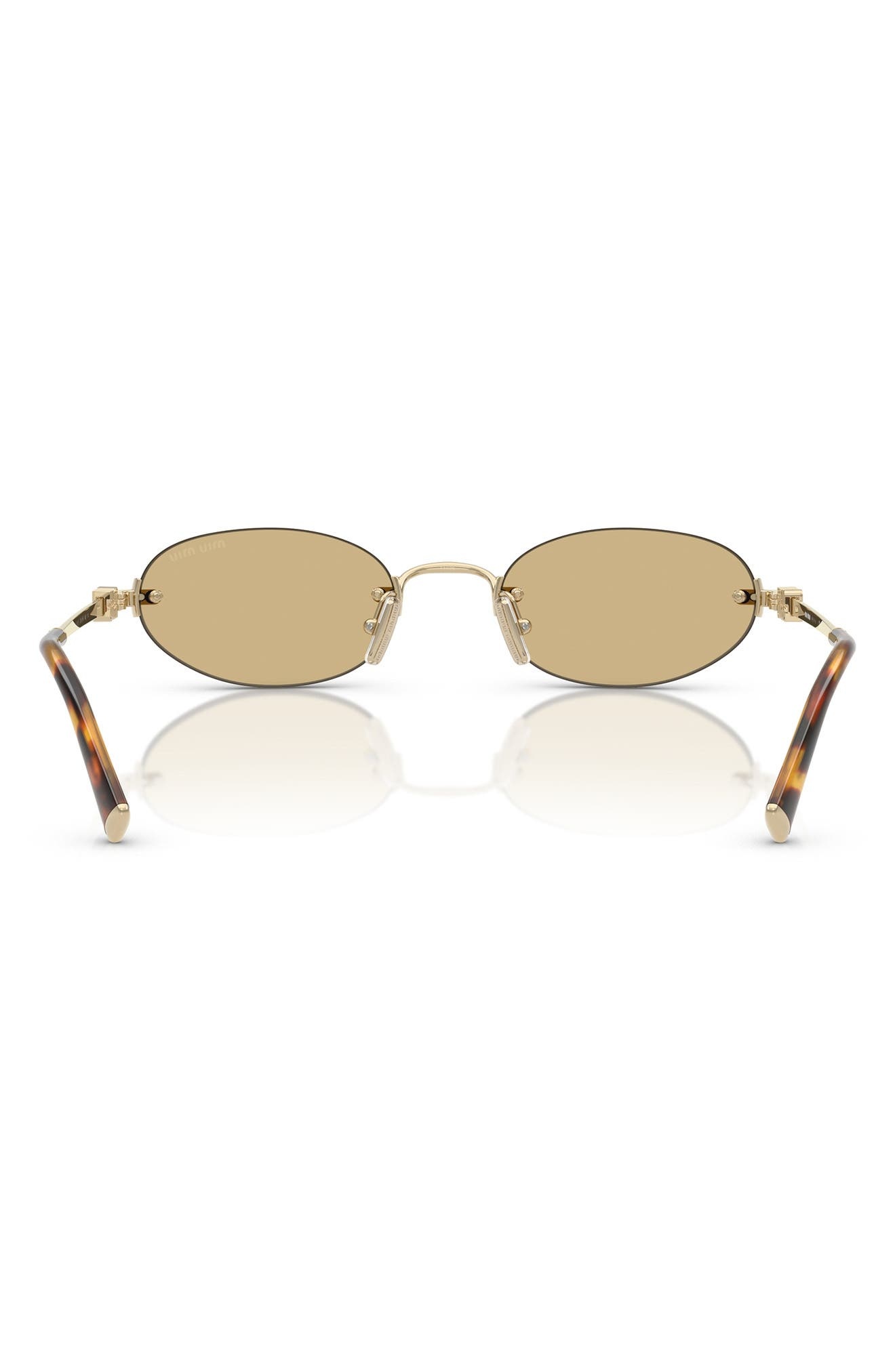 Miu Miu 51mm Oval Rimless Sunglasses in Pale Gold/Yellow at Nordstrom - 4