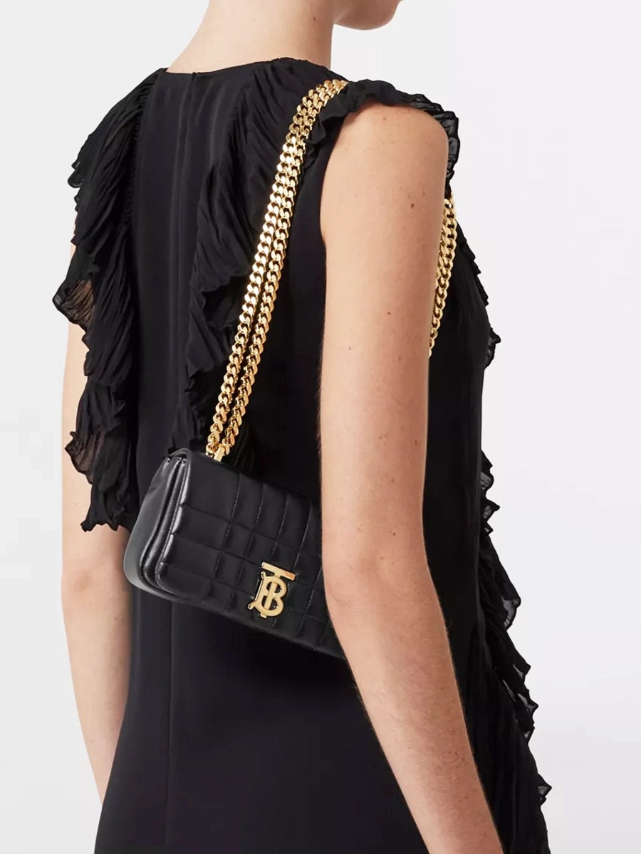 Quilted Leather Mini Lola Bag in Black - 9