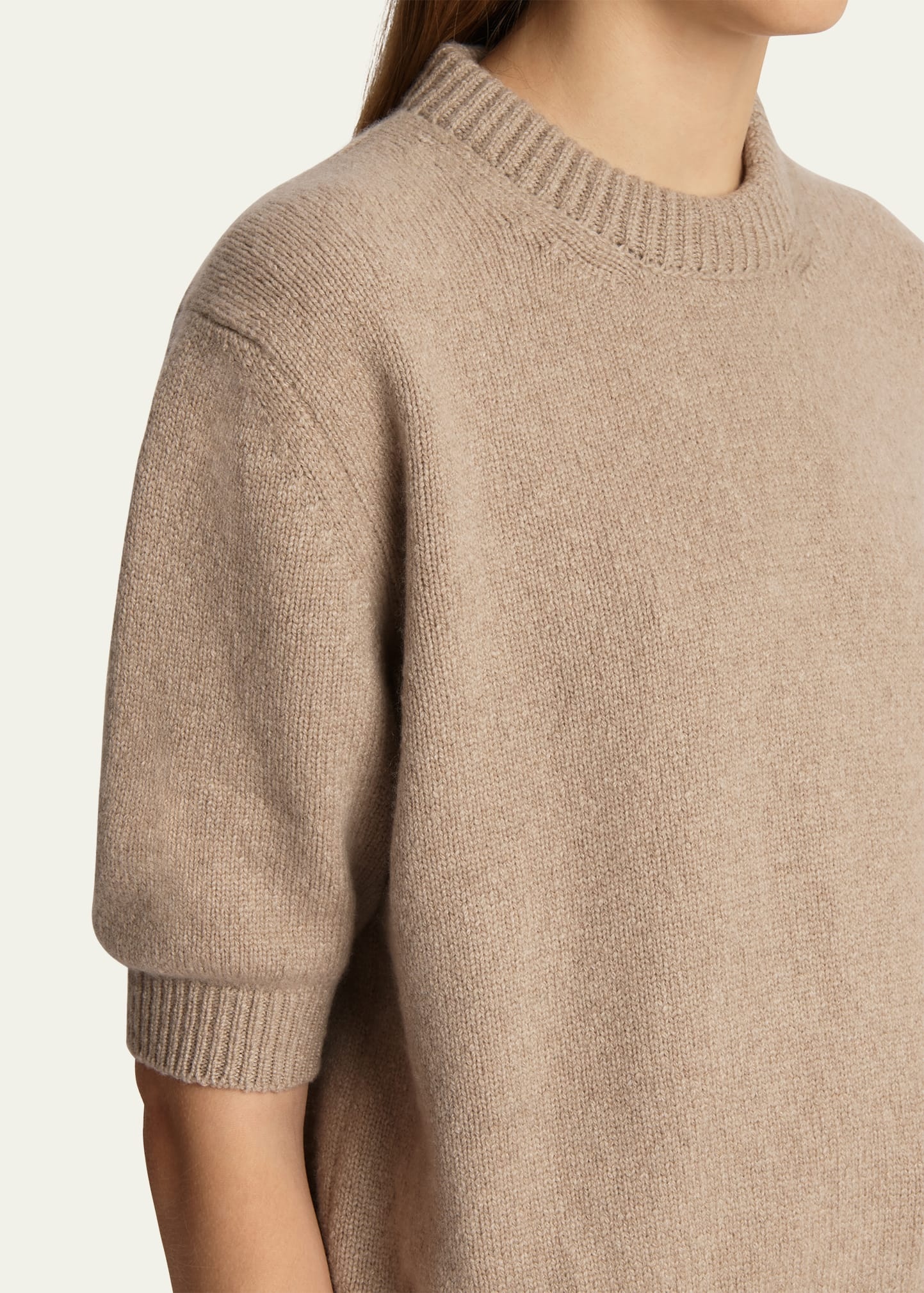 Davin Short-Sleeve Cashmere Sweater - 5