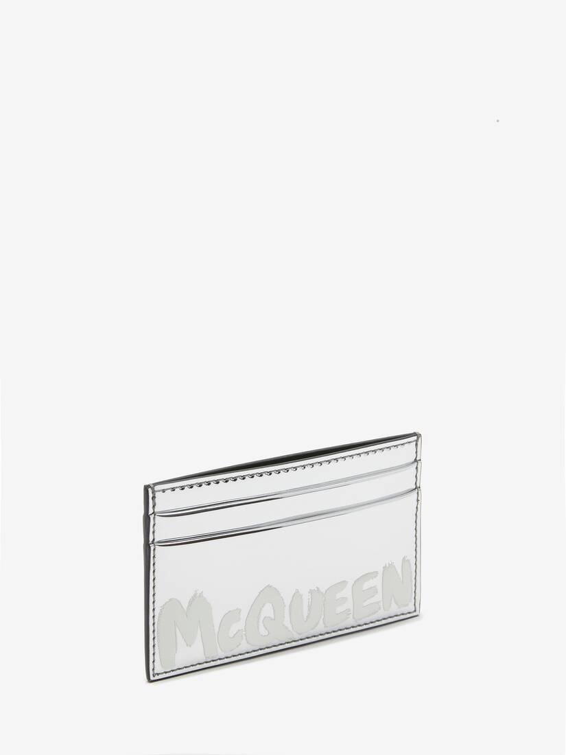 Men's McQueen Graffiti Card Holder in Silver - 2