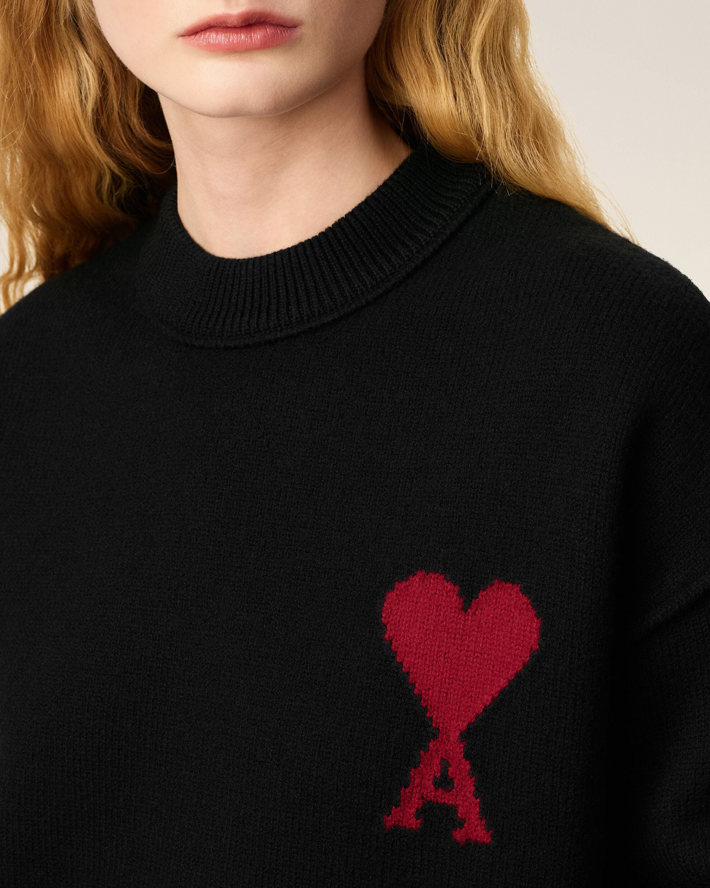 BLACK WOOL  AMI DE COEUR CREWNECK SWEATER - 4