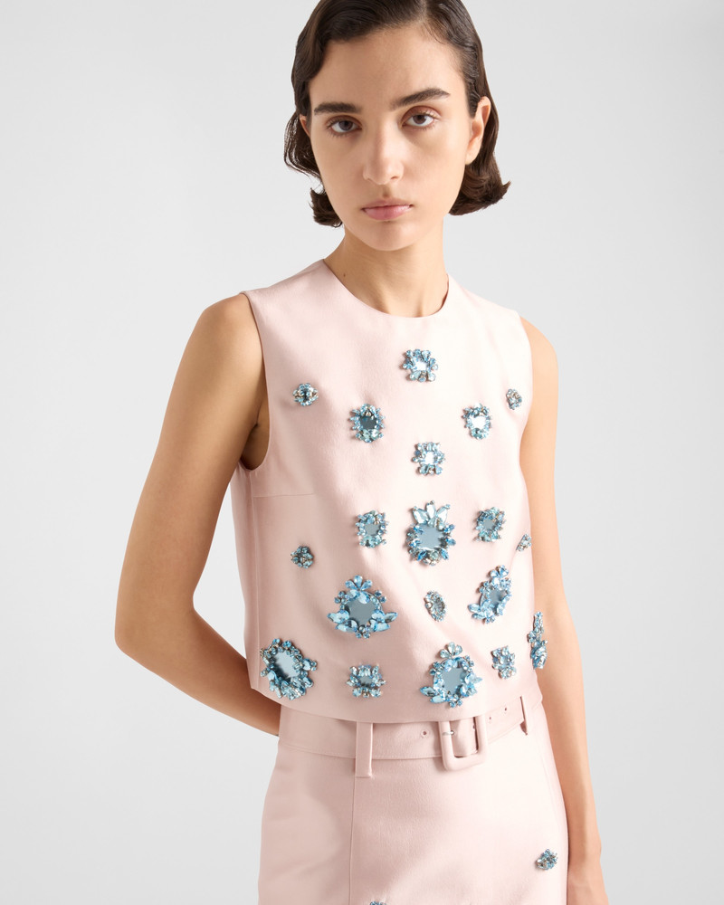 Embroidered silk and wool top 4