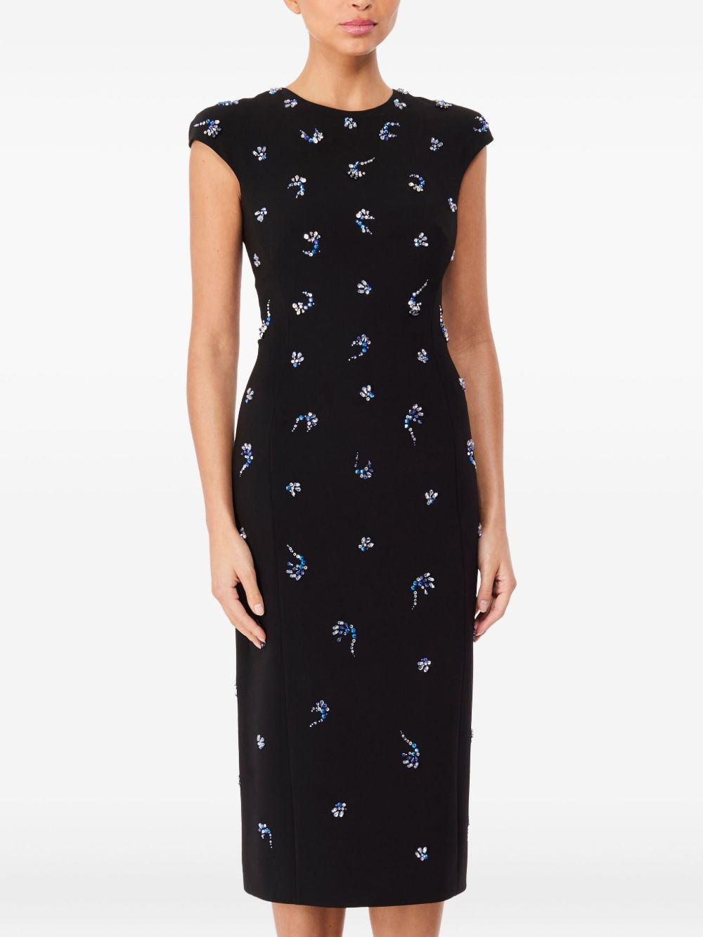 embellished cap-sleeve midi dress - 2