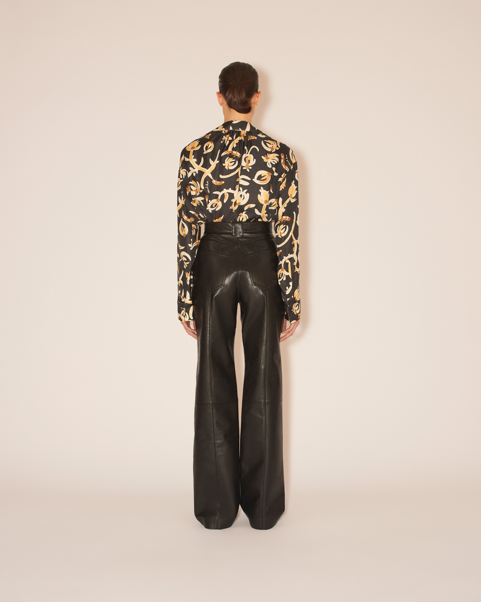 ZELDA - Straight leg regenerated leather cargo style trousers - Black - 5