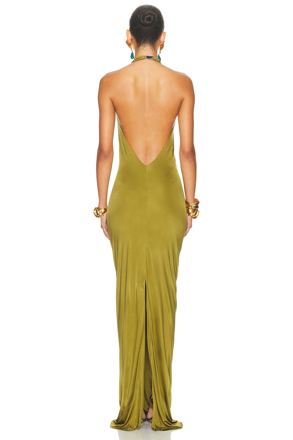 Plunge Neck Sleeveless Long Dress - 3