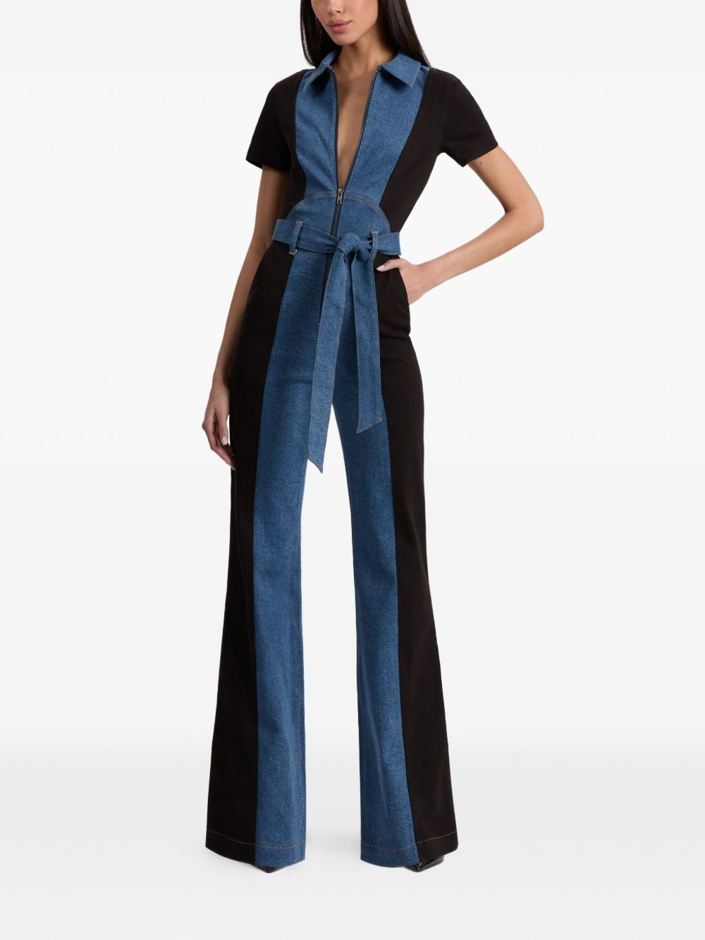 zip-front panelled jumpsuit - 2