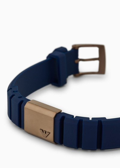 EMPORIO ARMANI Stainless Steel and Blue Silicone ID Bracelet outlook