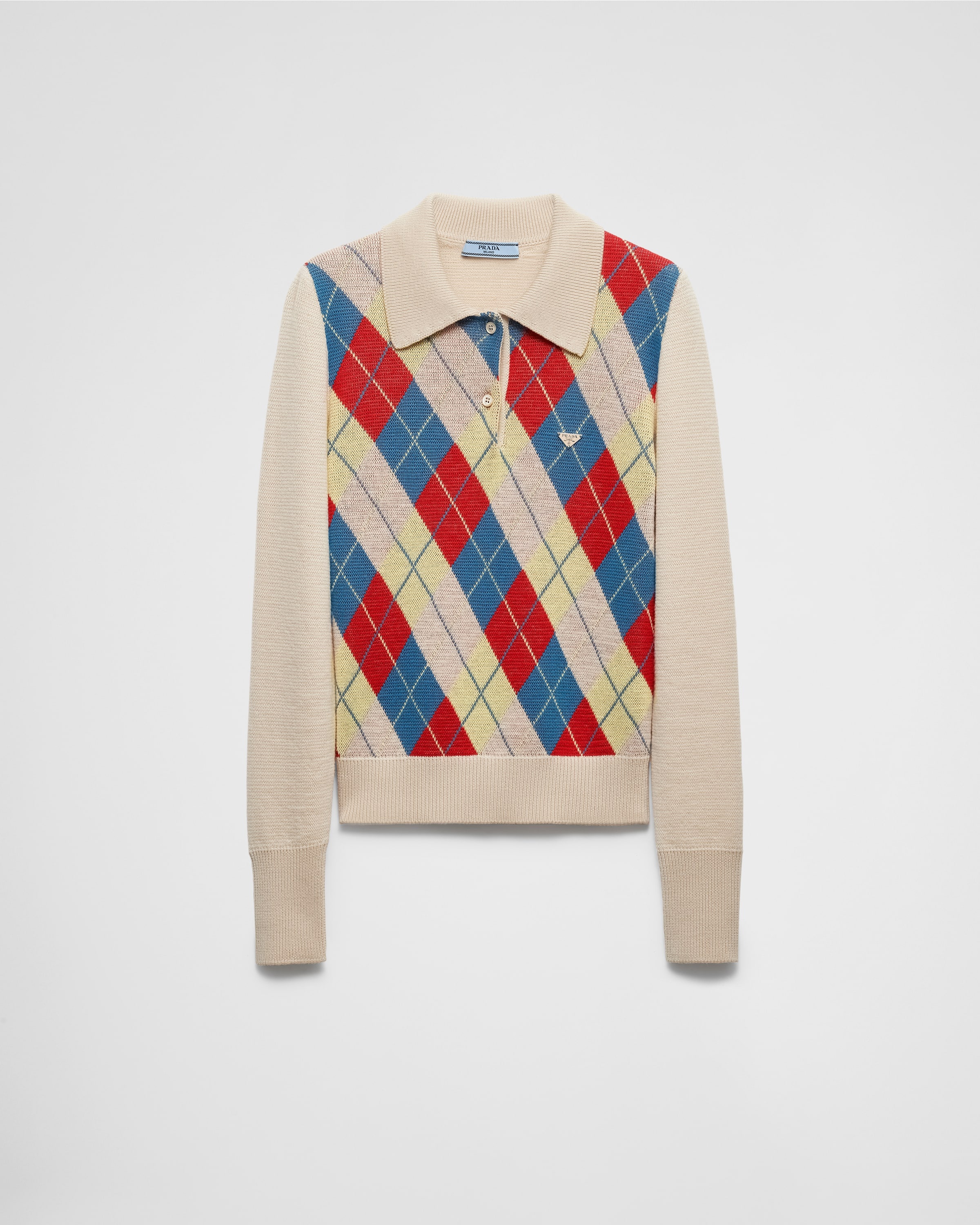 Argyle knit wool polo shirt - 1