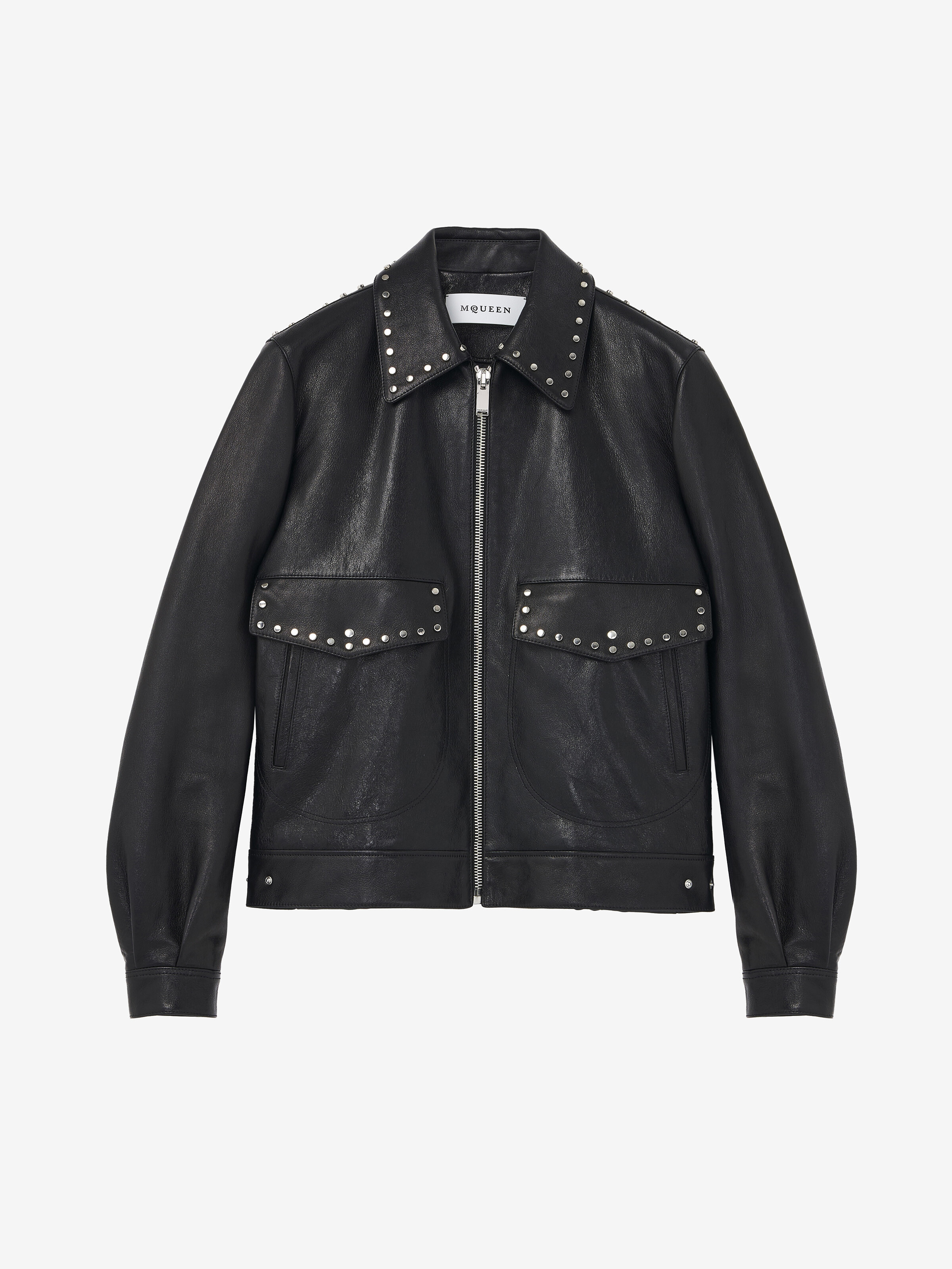 Studded Leather Aviator Jacket - 1