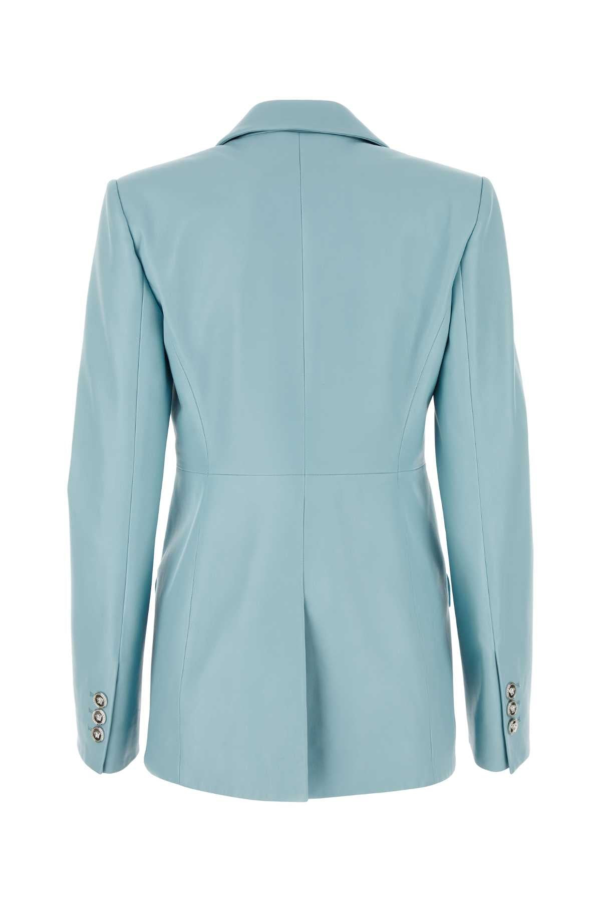 Versace Women Light-Blue Leather Blazer - 2