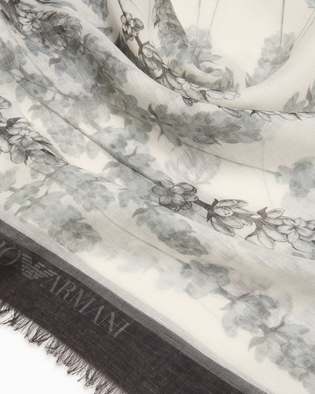FLORAL-PRINT STOLE IN A MODAL AND LINEN BLEND - 2