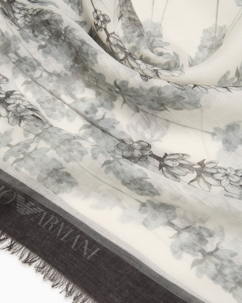 EMPORIO ARMANI FLORAL-PRINT STOLE IN A MODAL AND LINEN BLEND outlook