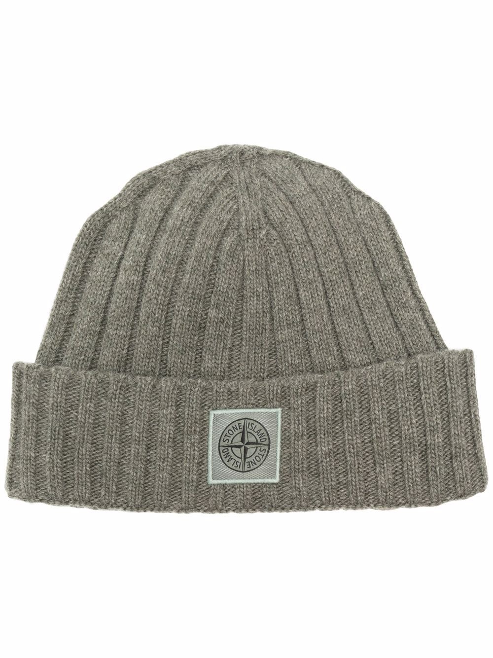 logo-patch knitted beanie - 1