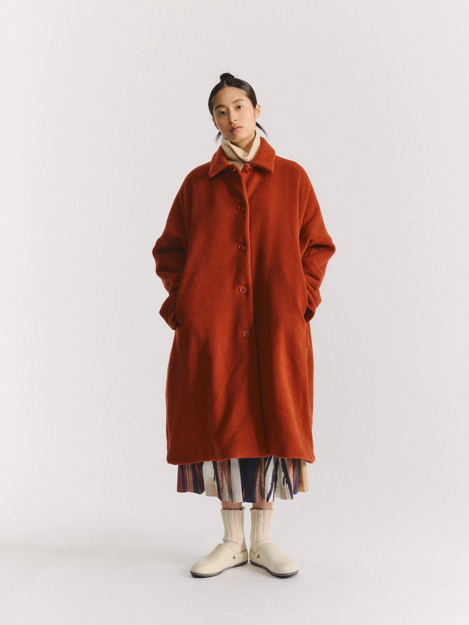 BIG BLOBBY COAT - HEAVY CASHEMERE - RUST - 1