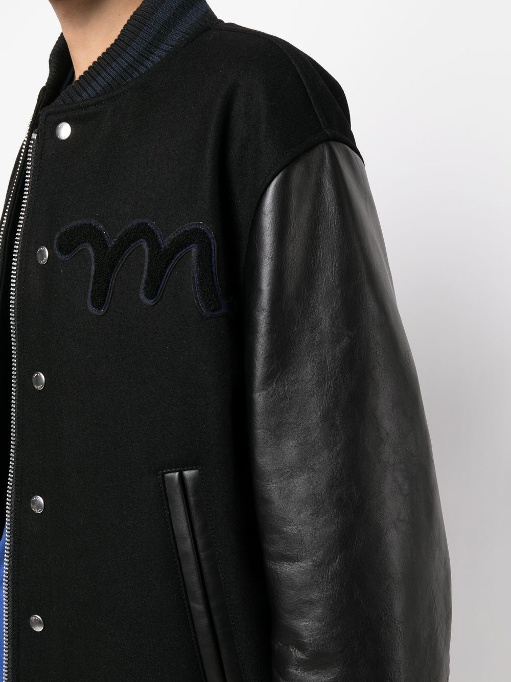 Madsaki leather-sleeve bomber jacket - 5