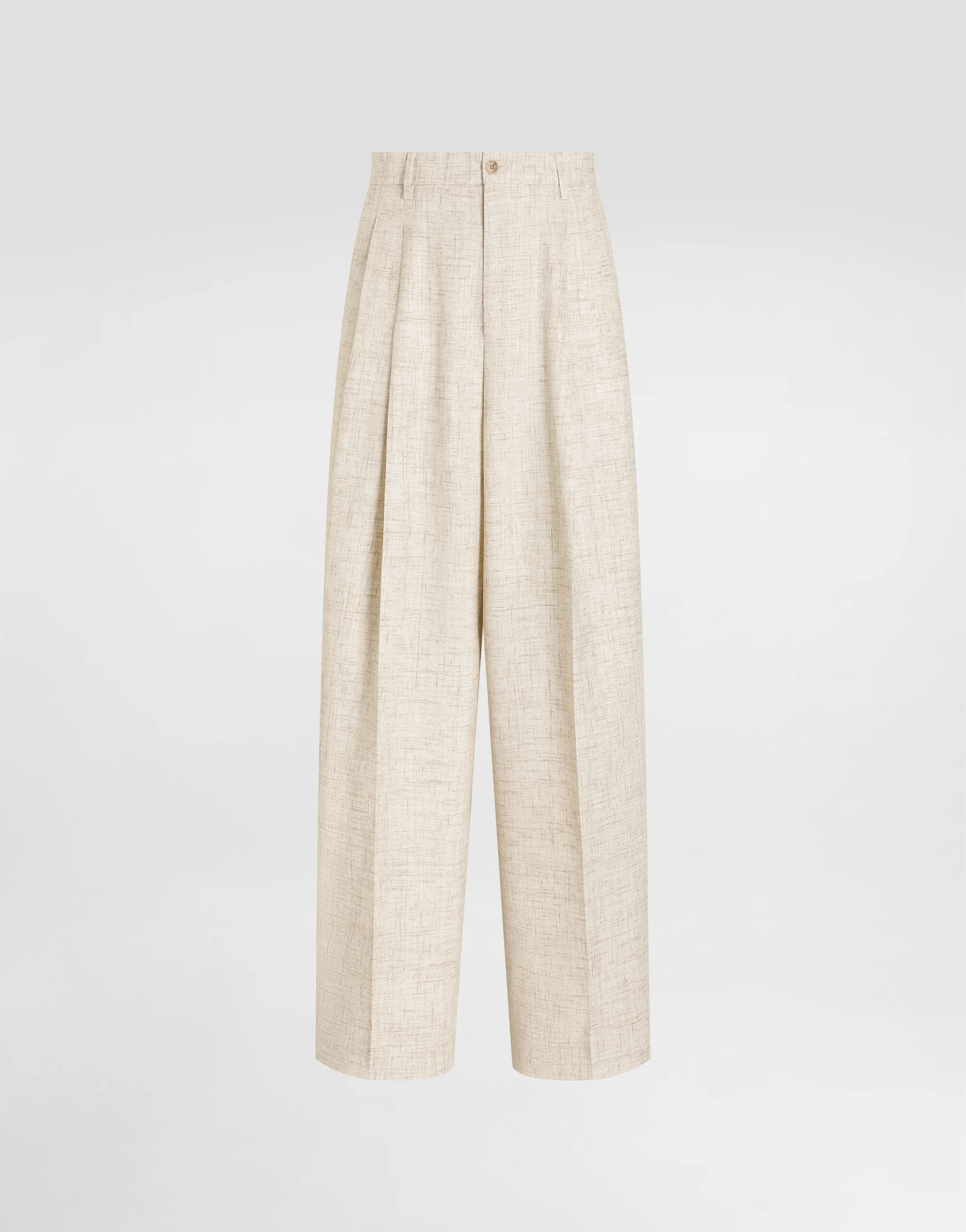 Tweed-effect linen and viscose trousers - 1