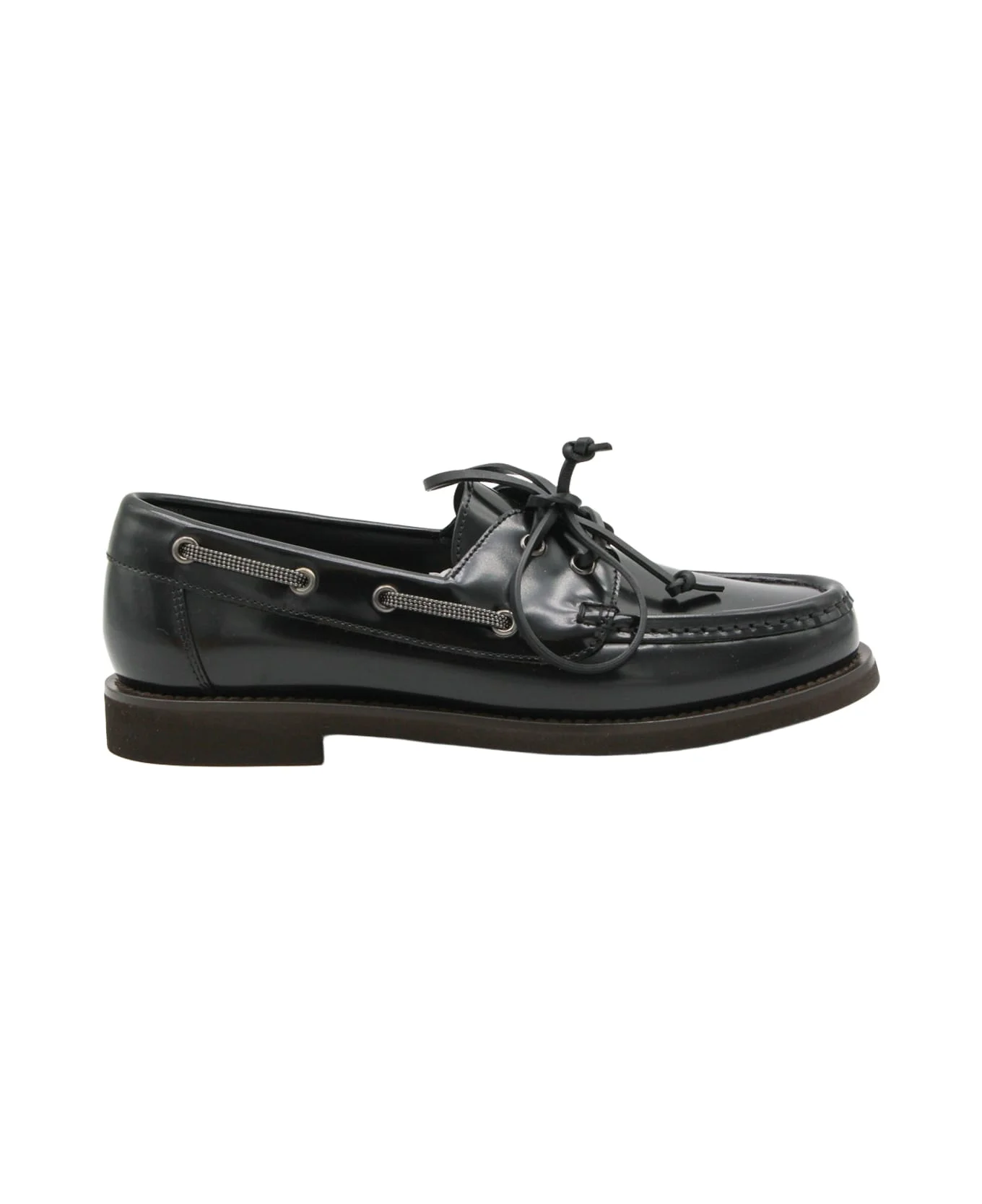 Black Leather Loafers - 1