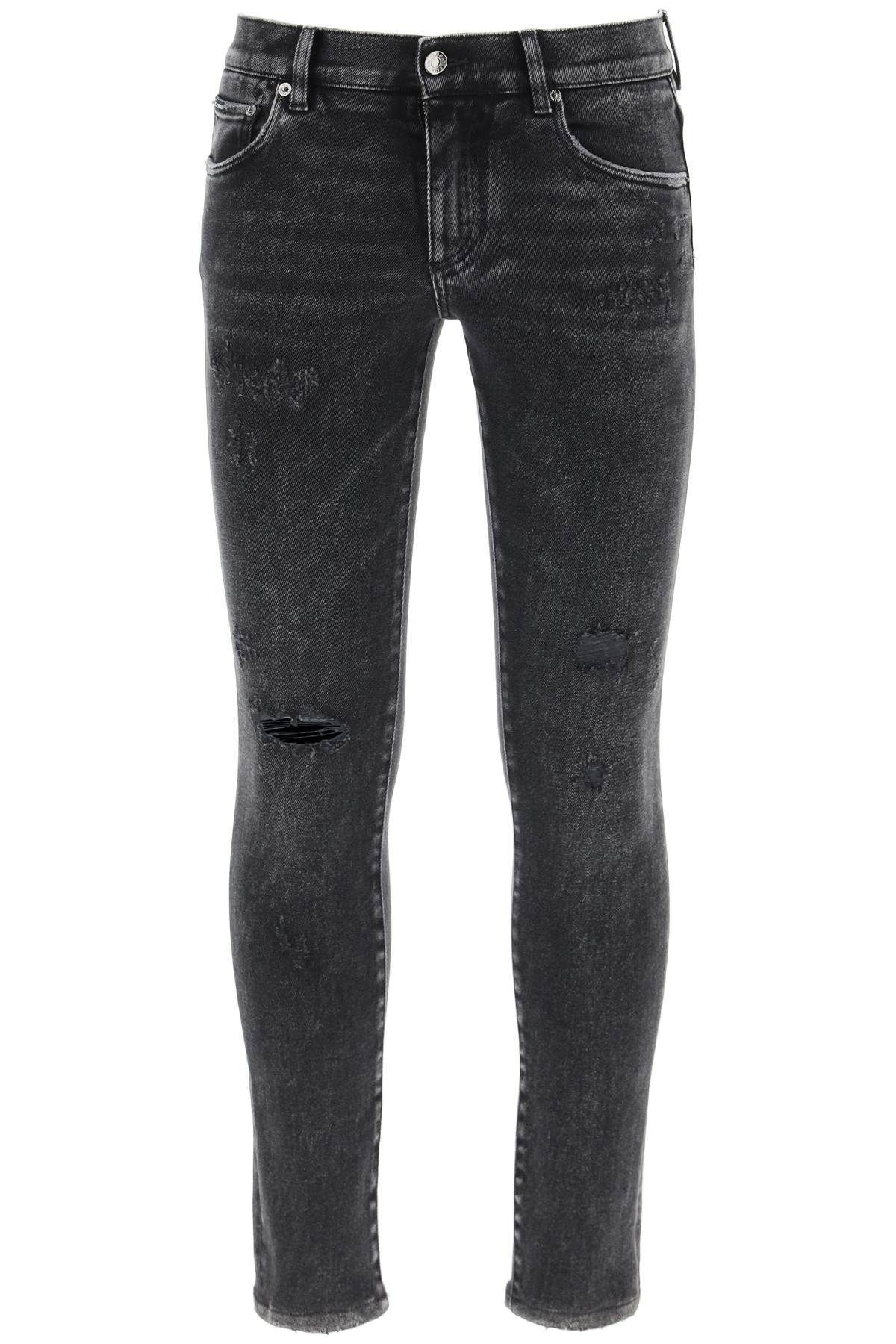 STRETCH SKINNY JEANS WITH LOGO PLAQUE - 1