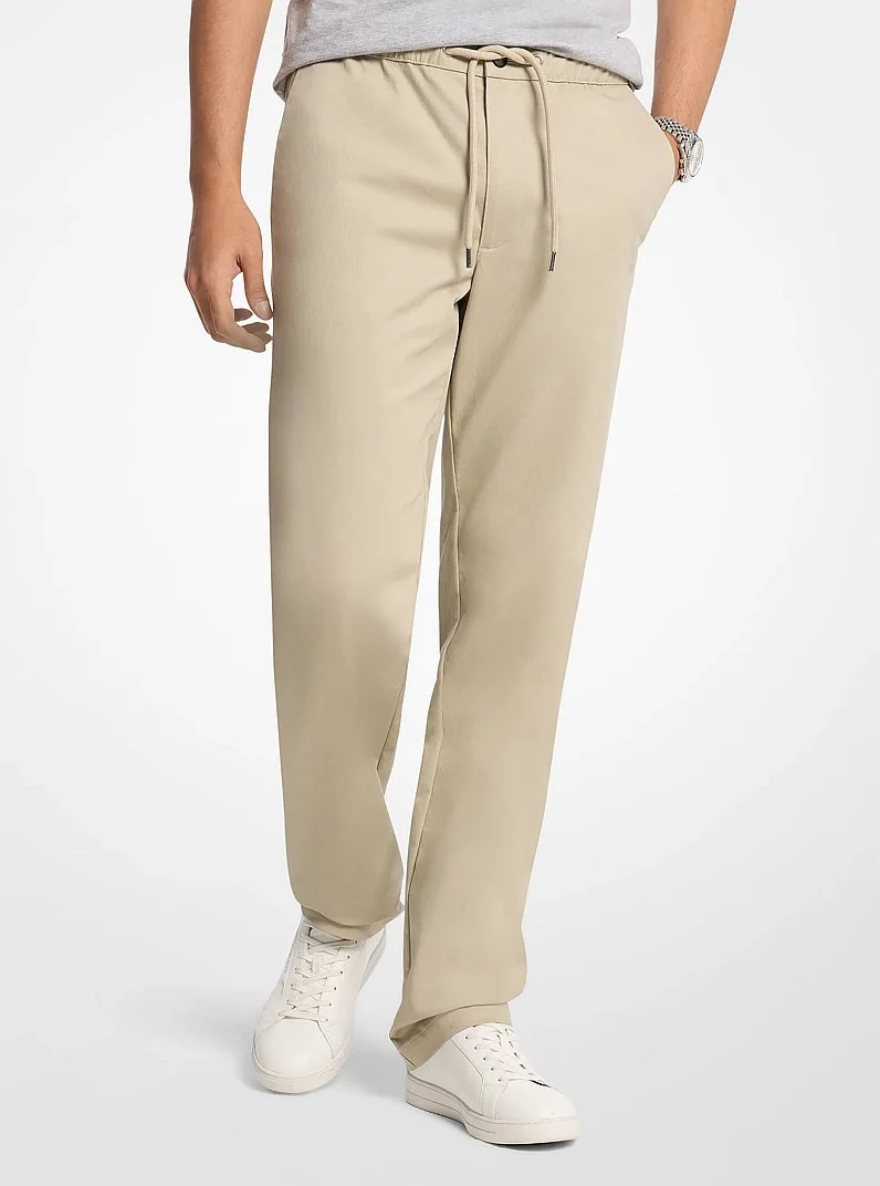 Stretch Cotton Drawstring Trousers - 1
