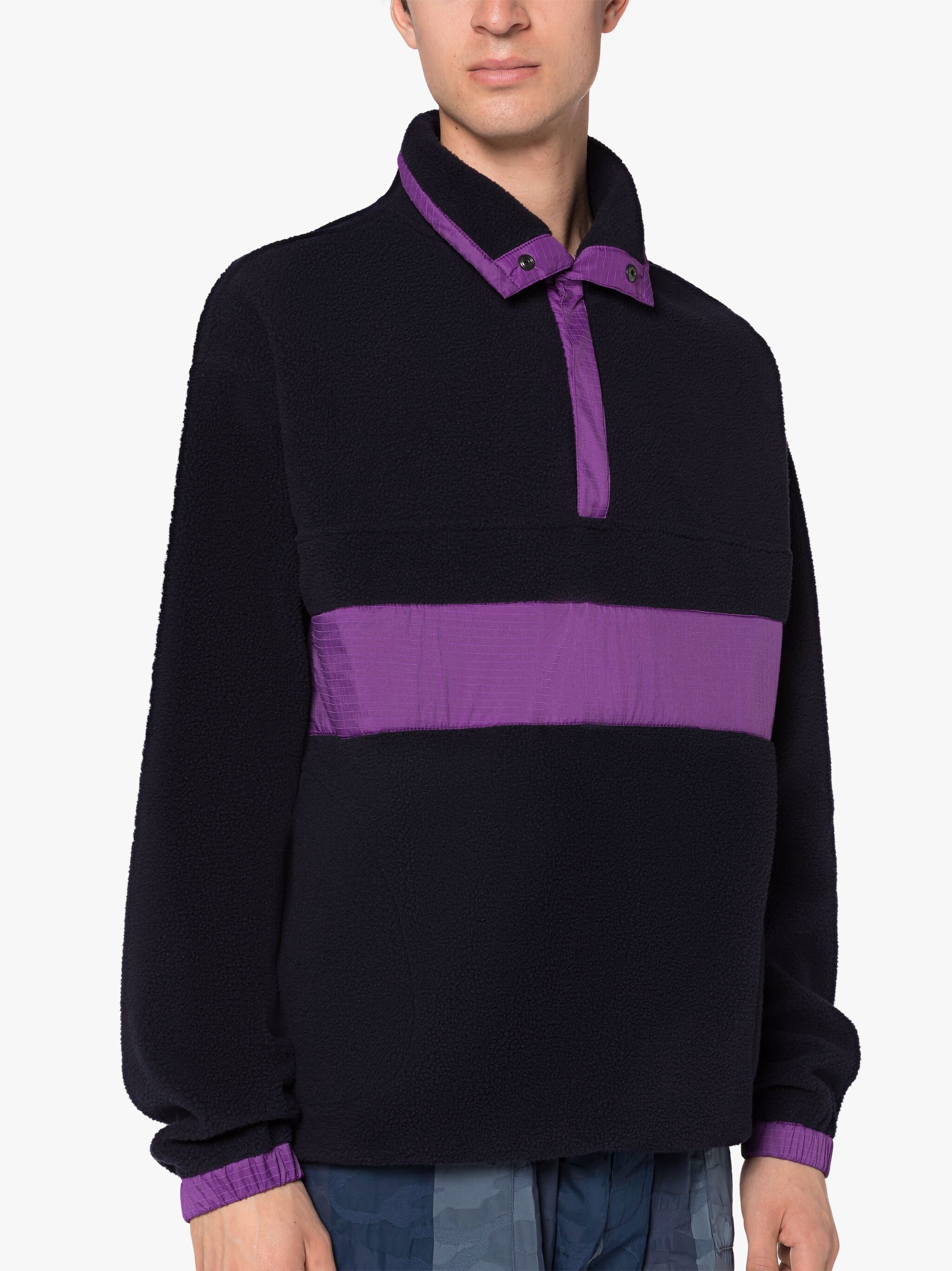 PURPLE & NAVY FLEECE POPOVER JACKET - 5