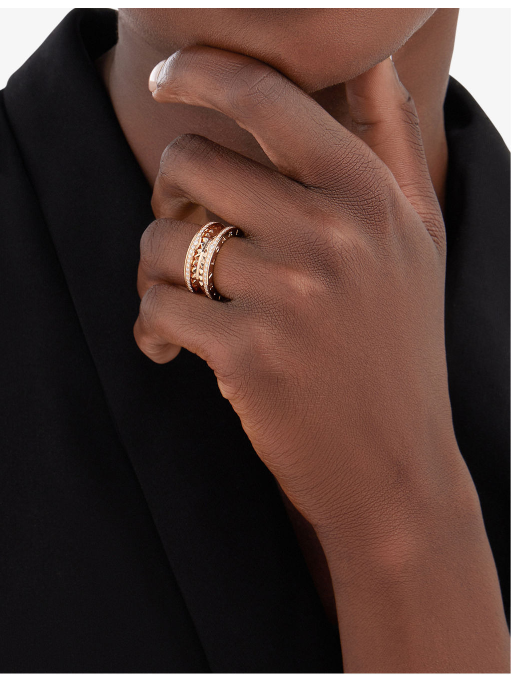 B.zero1 18ct rose-gold and 0.57ct pavé diamond band ring - 2