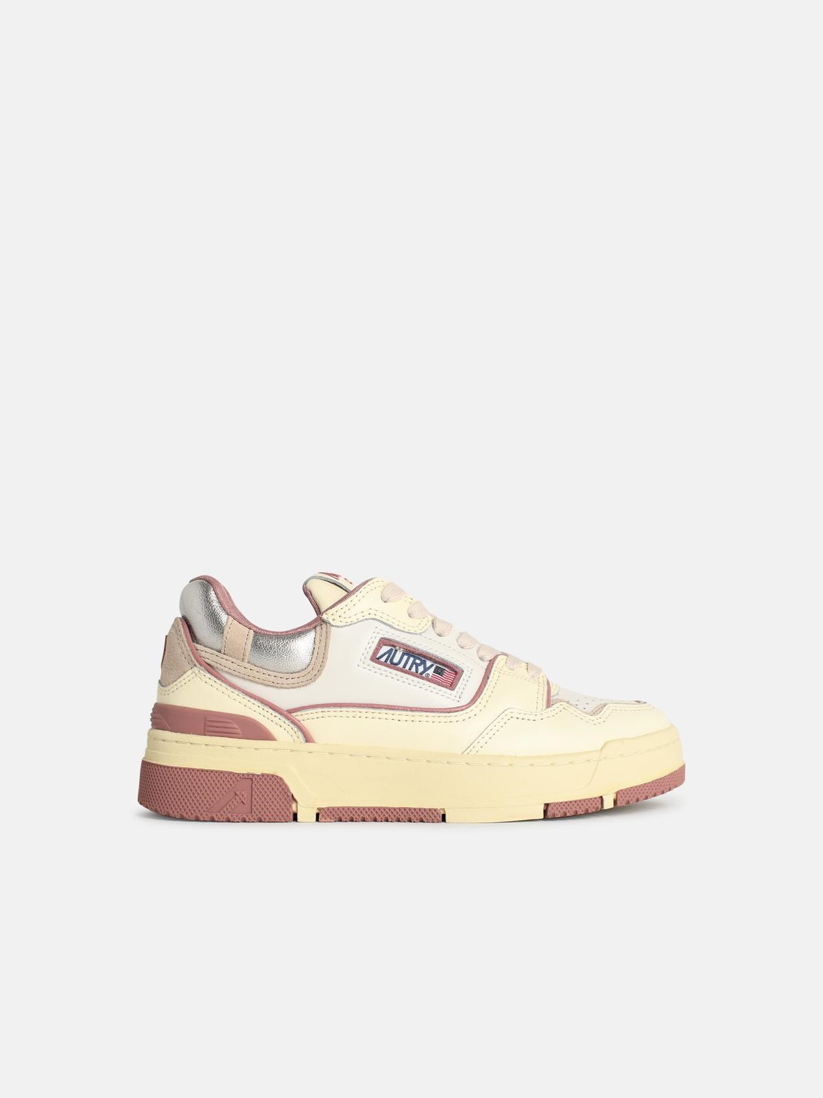 'CLC LOW' LEATHER 'WHISPER WHITE ASH ROSE' AND SILVER SNEAKERS - 1