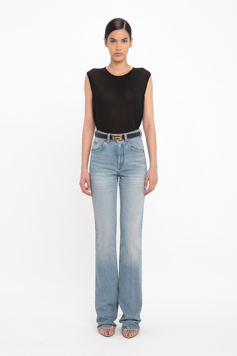 Victoria Beckham Julia High Waisted Jean In Pale Blue Wash outlook
