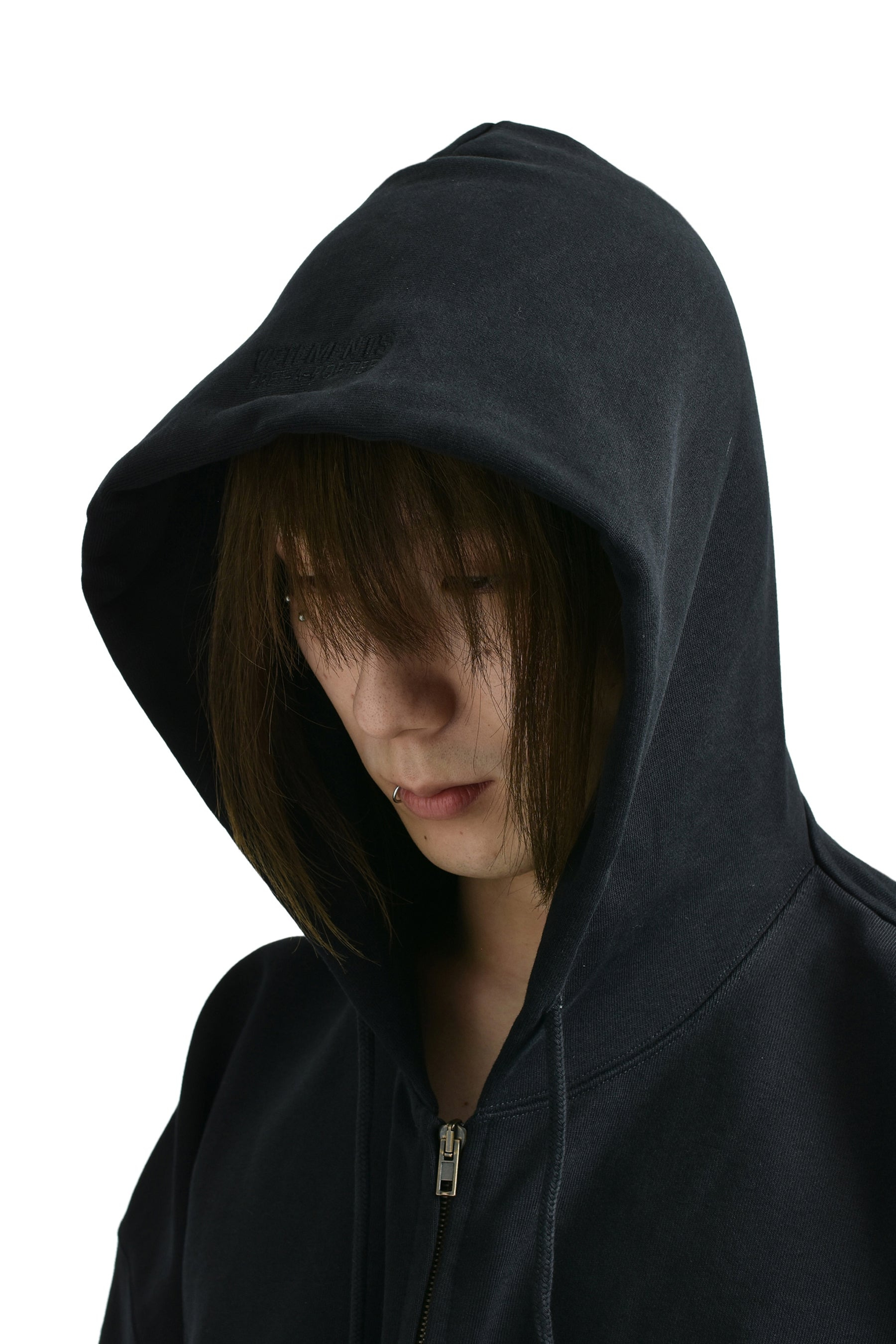 LOGO OVERSIZED ZIP-UP HOODIE / BLK - 4
