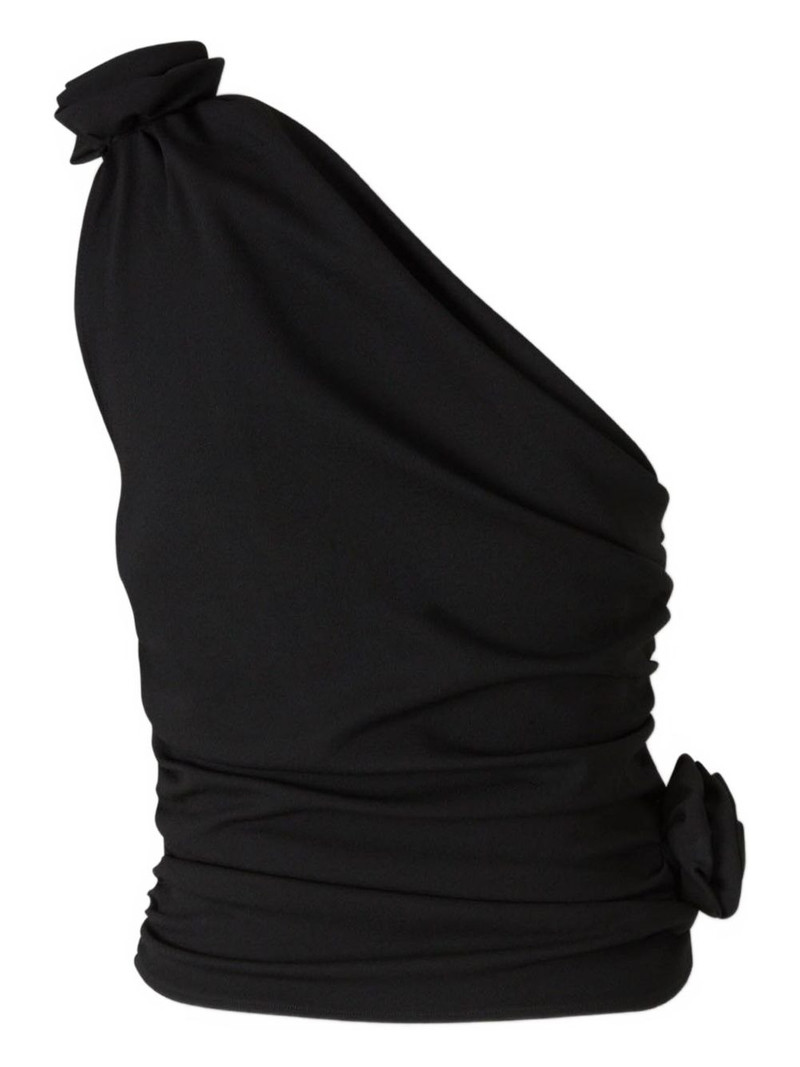 MAGDA BUTRYM rose-embellished one-shoulder top outlook