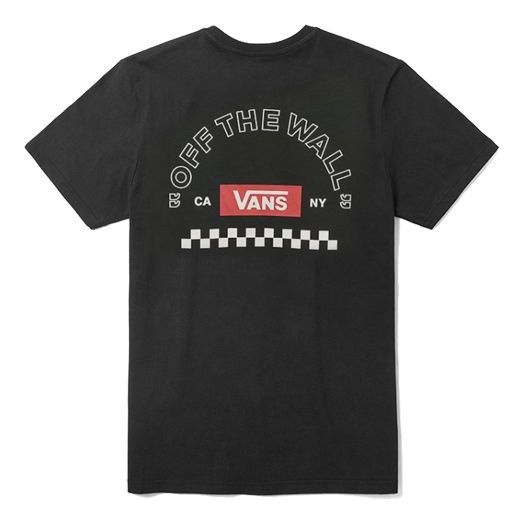 Men's Vans Alphabet Logo Casual Sports Short Sleeve Black VN0A48ATBLK - 2