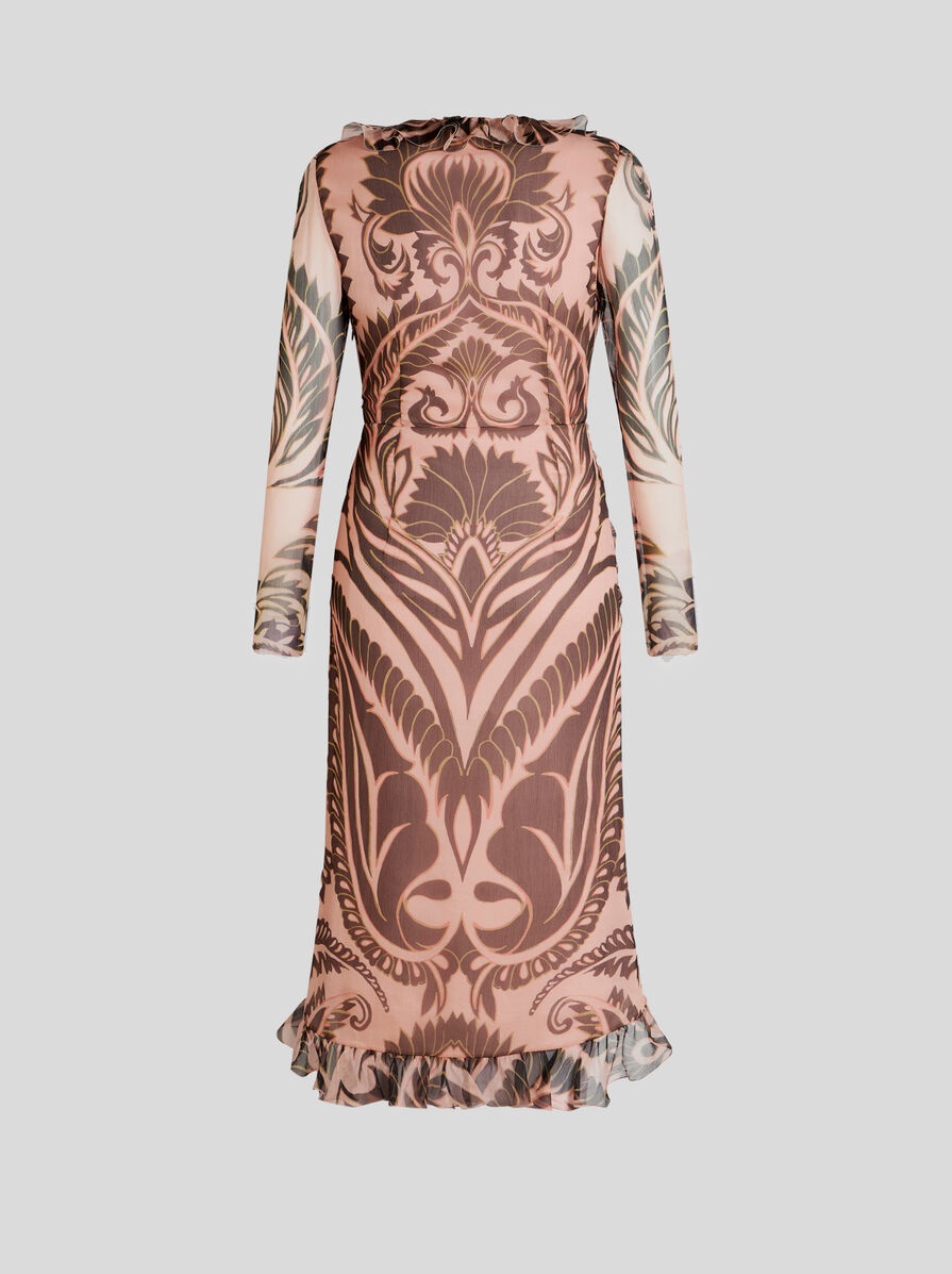 PRINTED SILK DRESS WITH RUCHING - 5