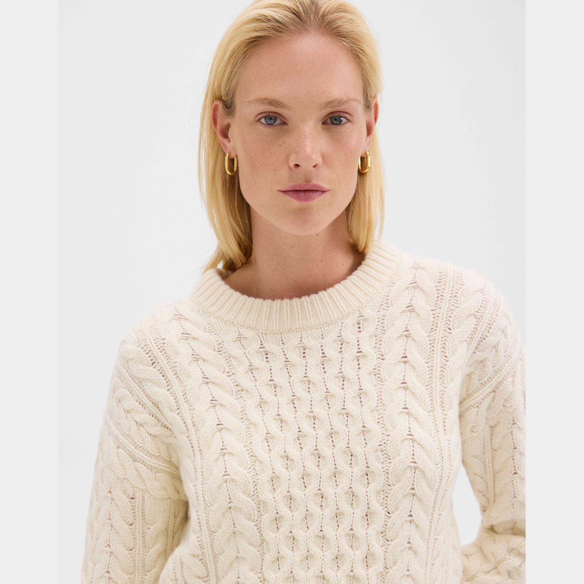 Cable Knit Sweater in Felted Wool-Cashmere - 5