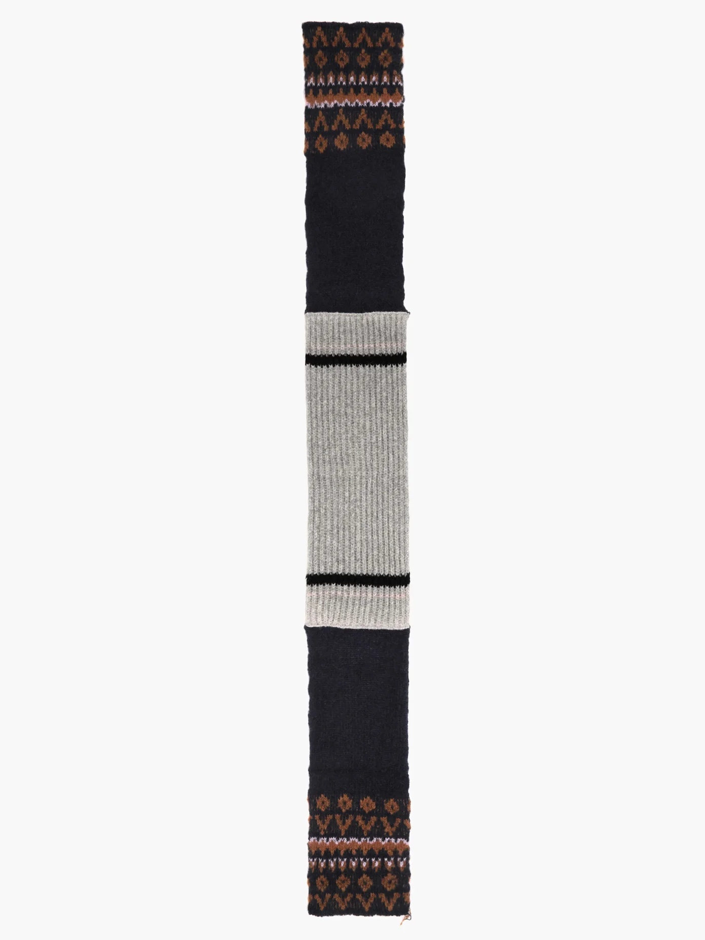 Fair-Isle striped slim alpaca-blend scarf - 4