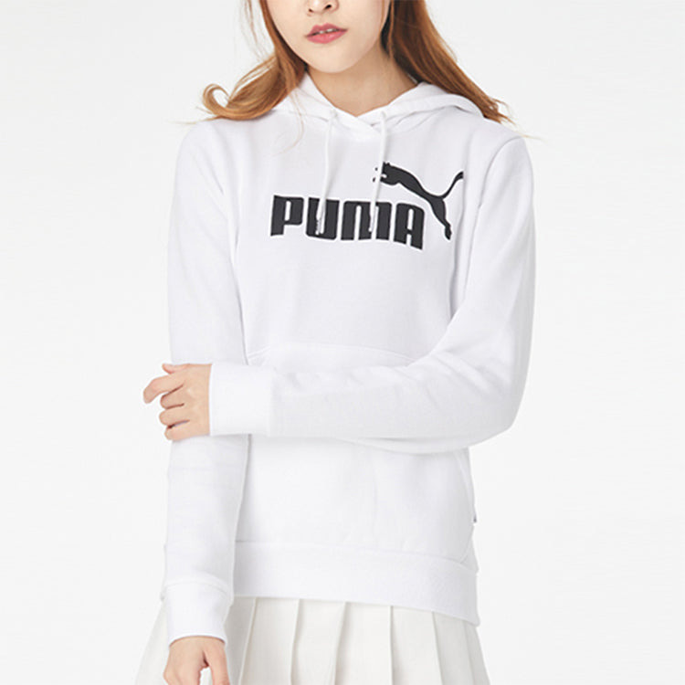 (WMNS) PUMA Essentials Hoodie 'White Black' 586938-02 - 3