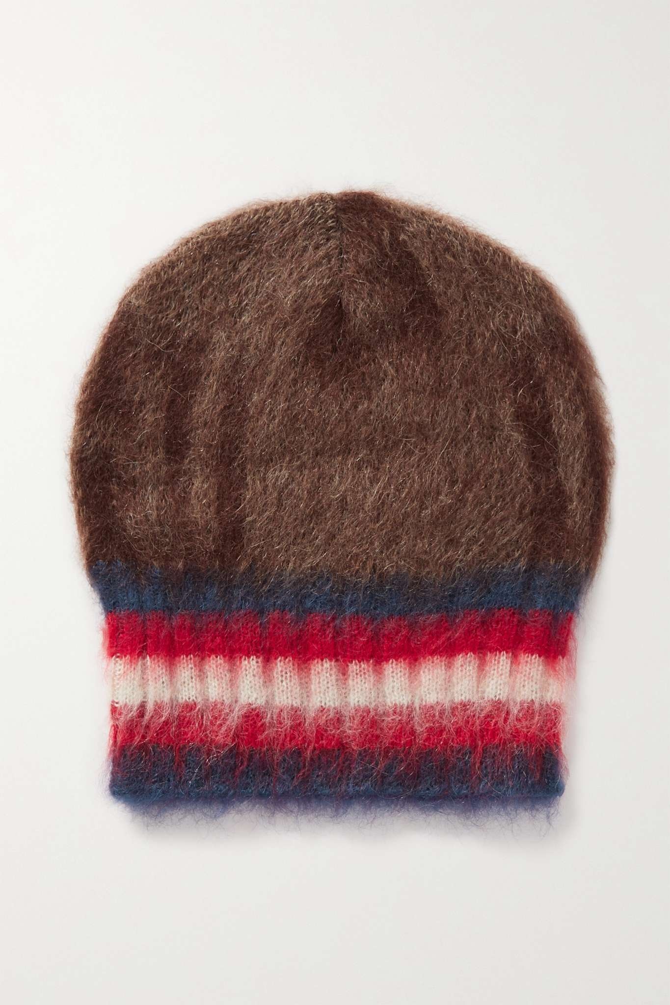 Striped brushed jacquard-knit mohair-blend beanie - 1
