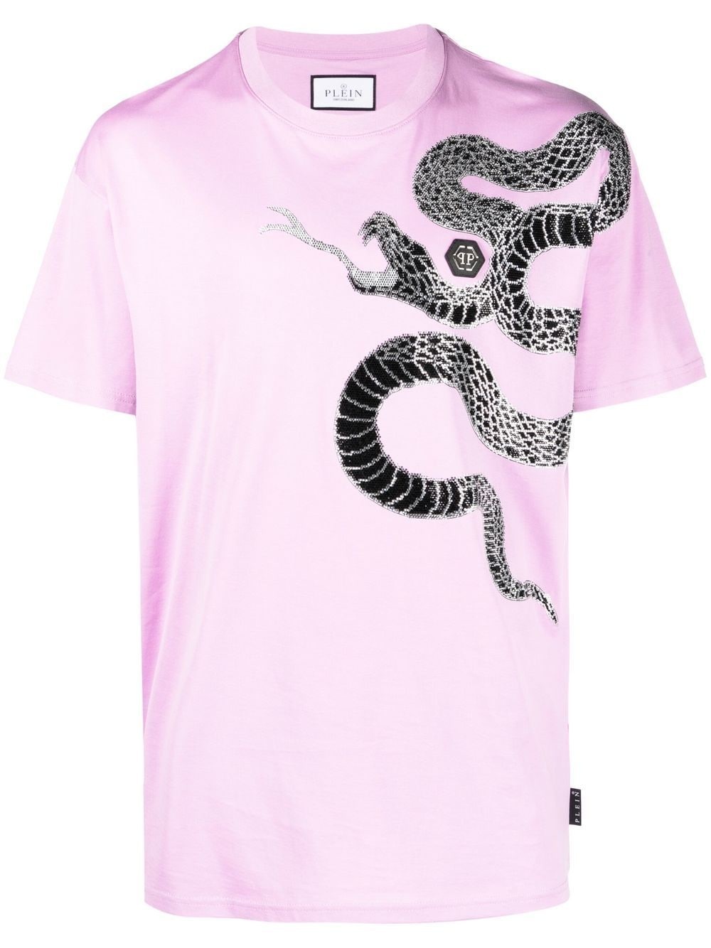 embellished snake-print T-shirt - 1