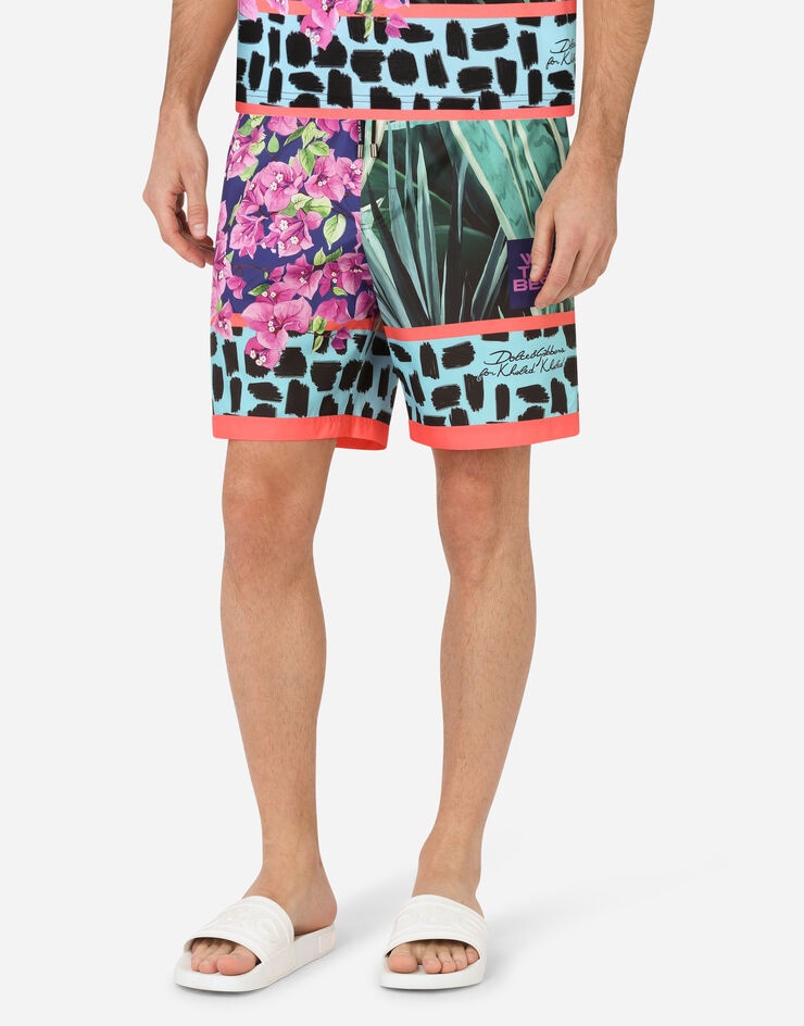 Mid-length swim trunks with jungle mix print - 6