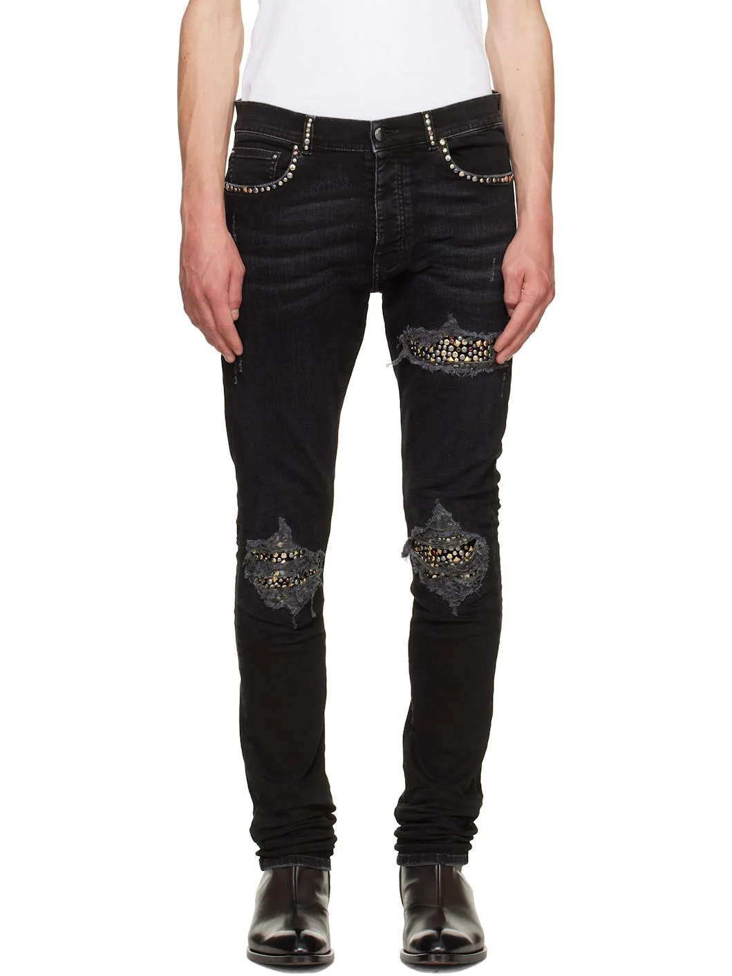 Black Studded MX1 Jeans - 1