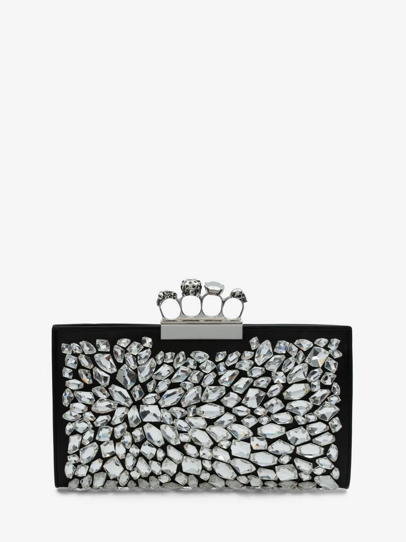 Women's Jewelled Flat Pouch in Black - 3