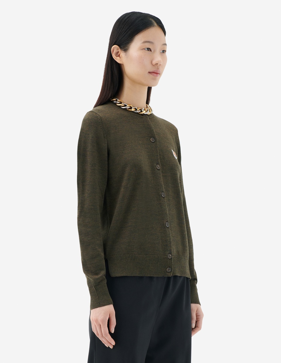 FOX HEAD PATCH ADJUSTED R-NECK CARDIGAN - 5