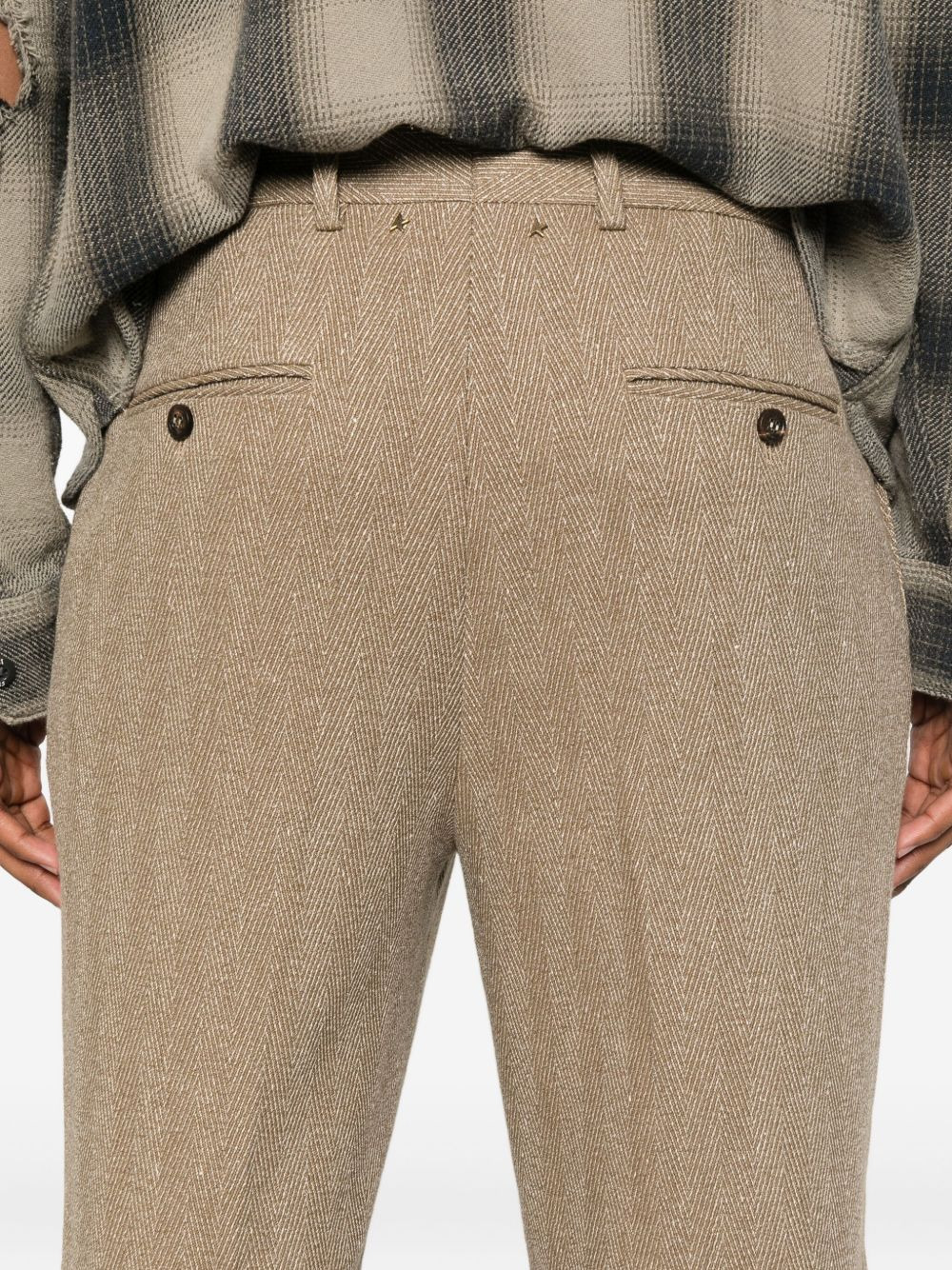 textured linen-blend trousers - 5