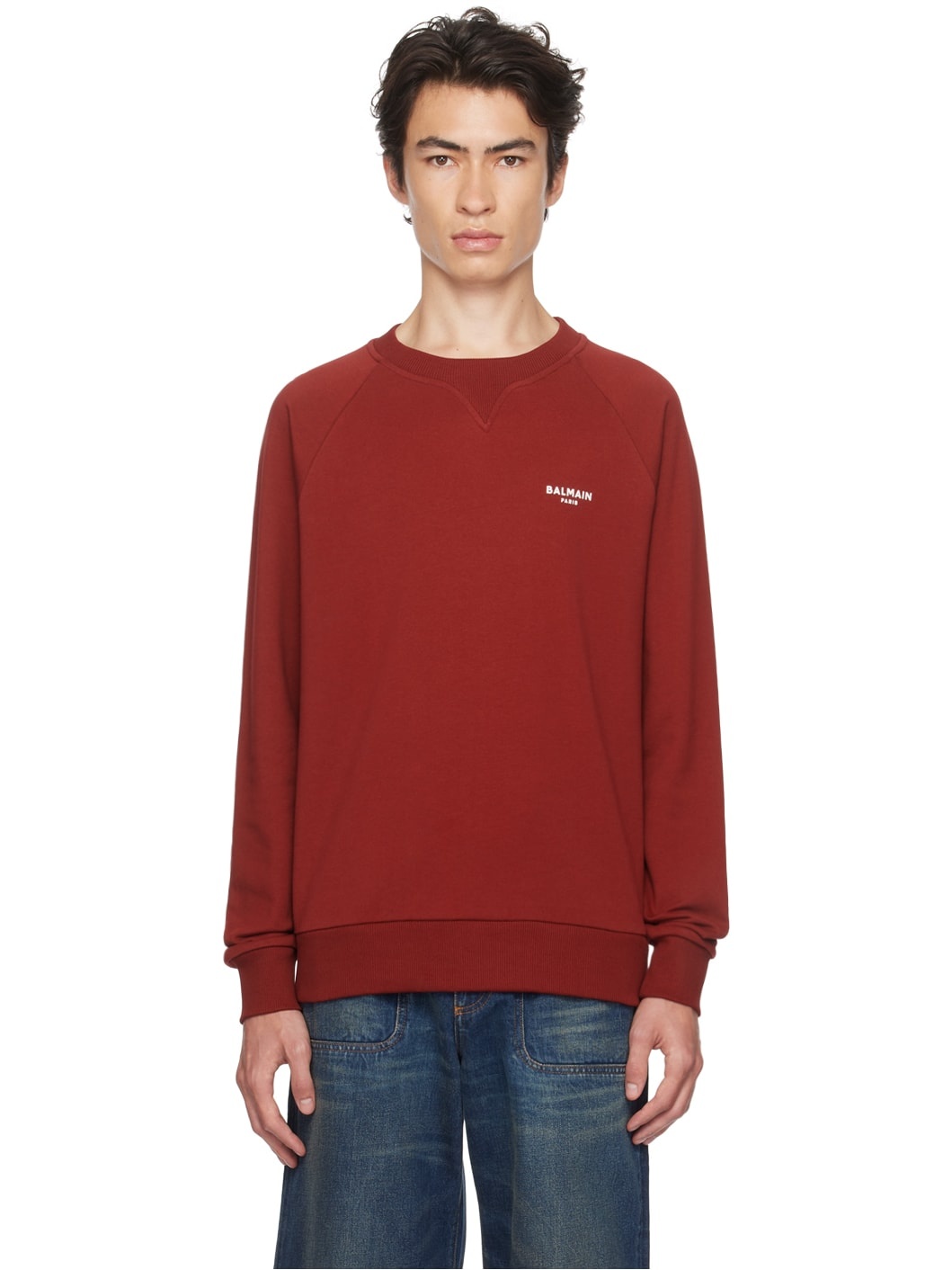 Burgundy Flocked Sweatshirt - 1