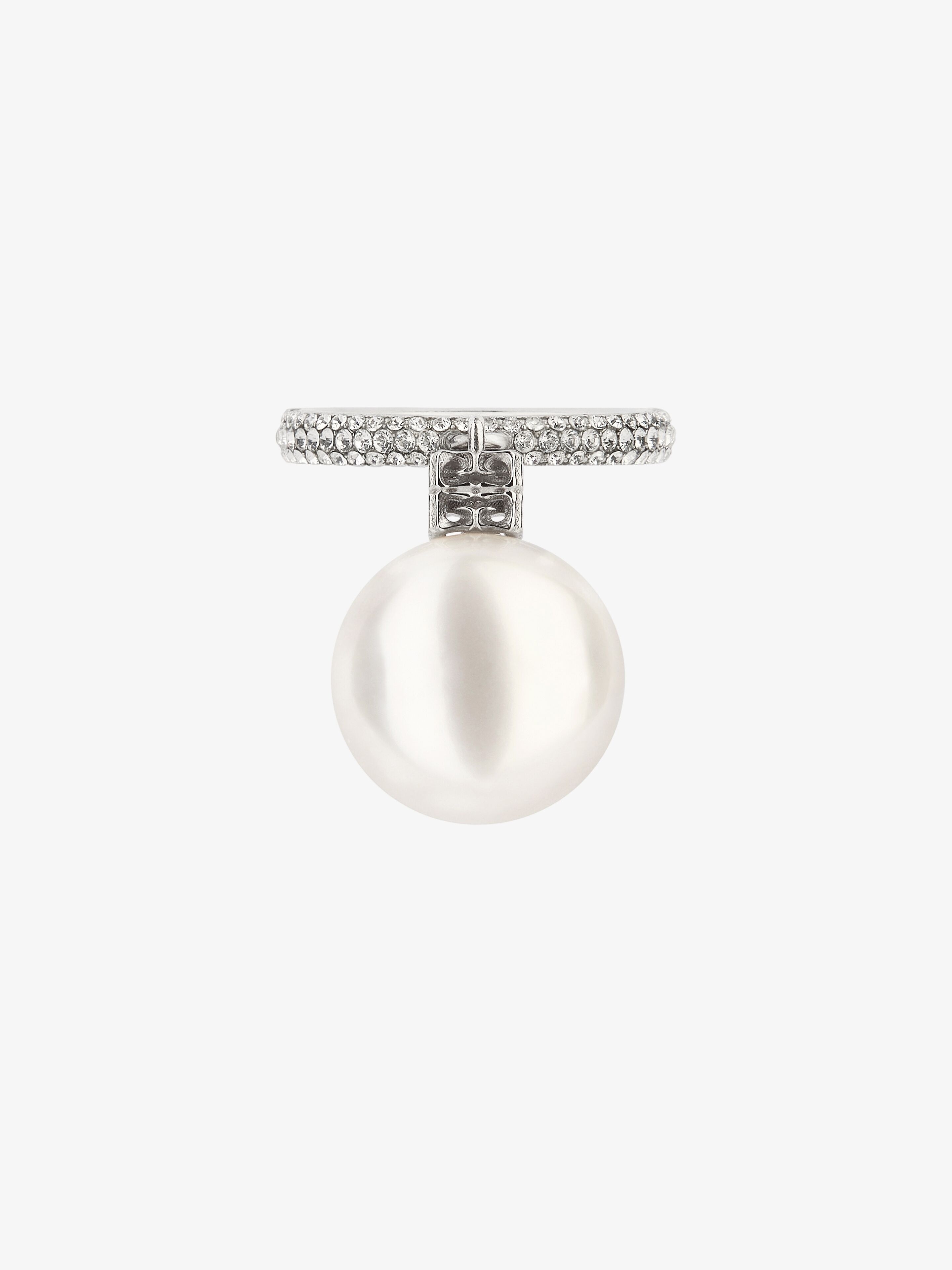PEARL RING IN METAL WITH CRYSTALS - 1