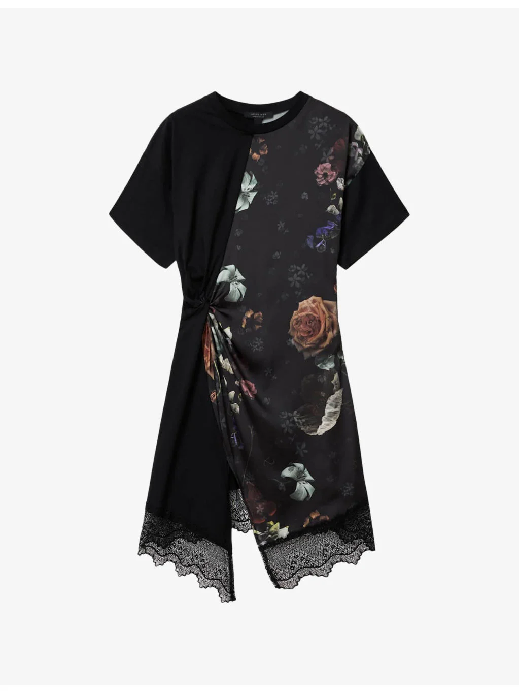 Lana Floral-Print Lace-Hem Cotton Mini Dress - 1