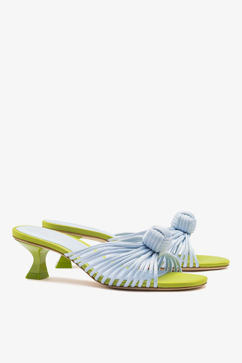 Valerie Mule Powder Blue and Green Satin 3