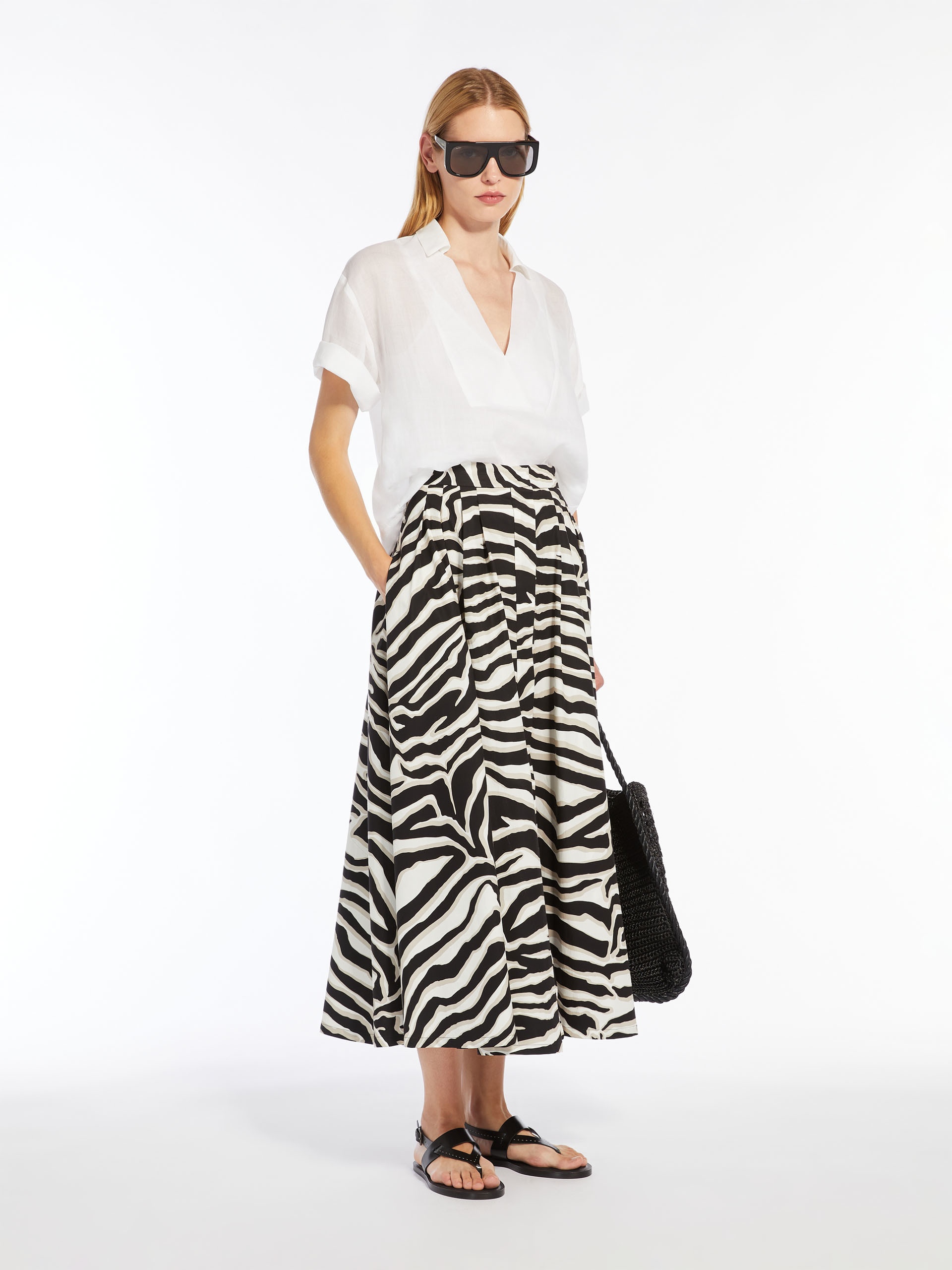 NICHOLS Pleated printed cotton skirt - 2