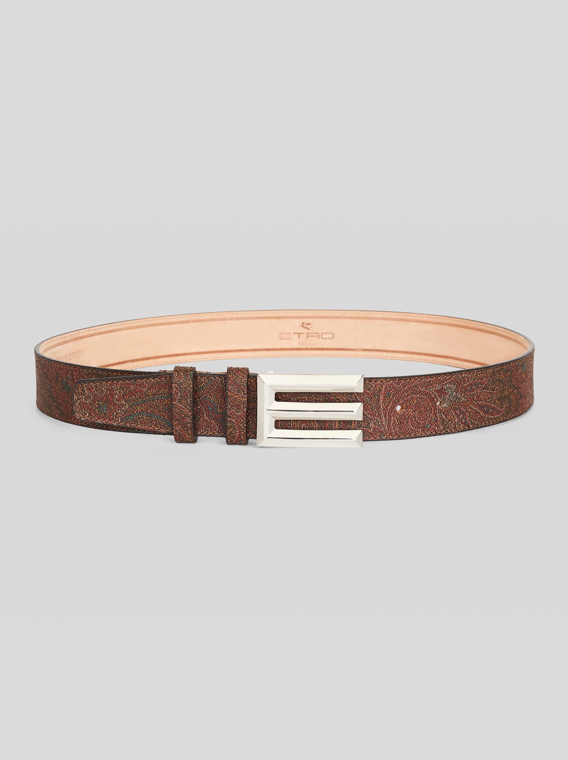 ETRO logo-buckle paisley-print belt - Brown