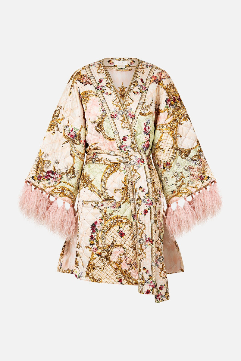 LAYER WITH TIE BELT AND FEATHERS 1