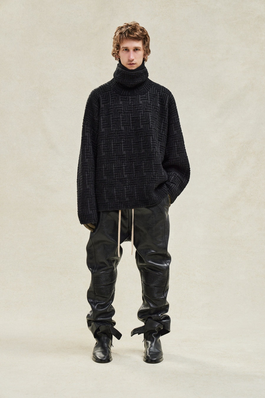 Wool Jacquard High Neck Sweater - 4