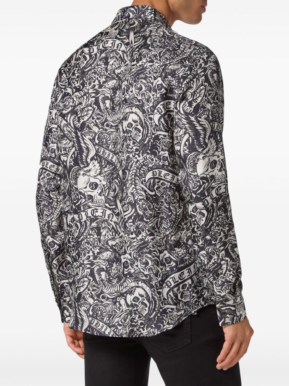 tattoo-print silk shirt - 4